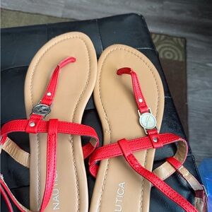 Nautica Women's Red and Tan Sandals